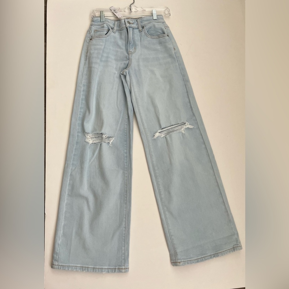 Denim By Pink Mid-Rise Baggy Wide-Leg Jeans